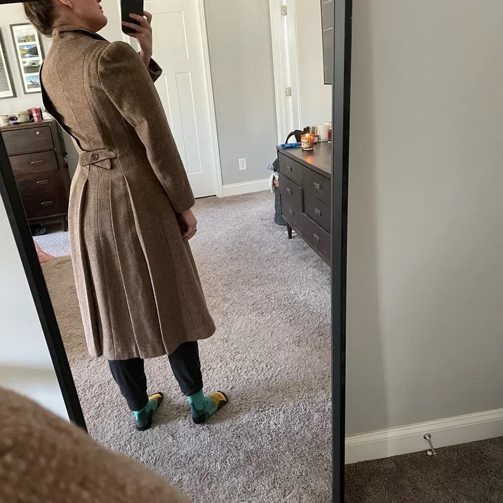 Vintage Junior Concept Tweed and Crushed Velvet Swing Dress Coat Size Small - Picture 9 of 11